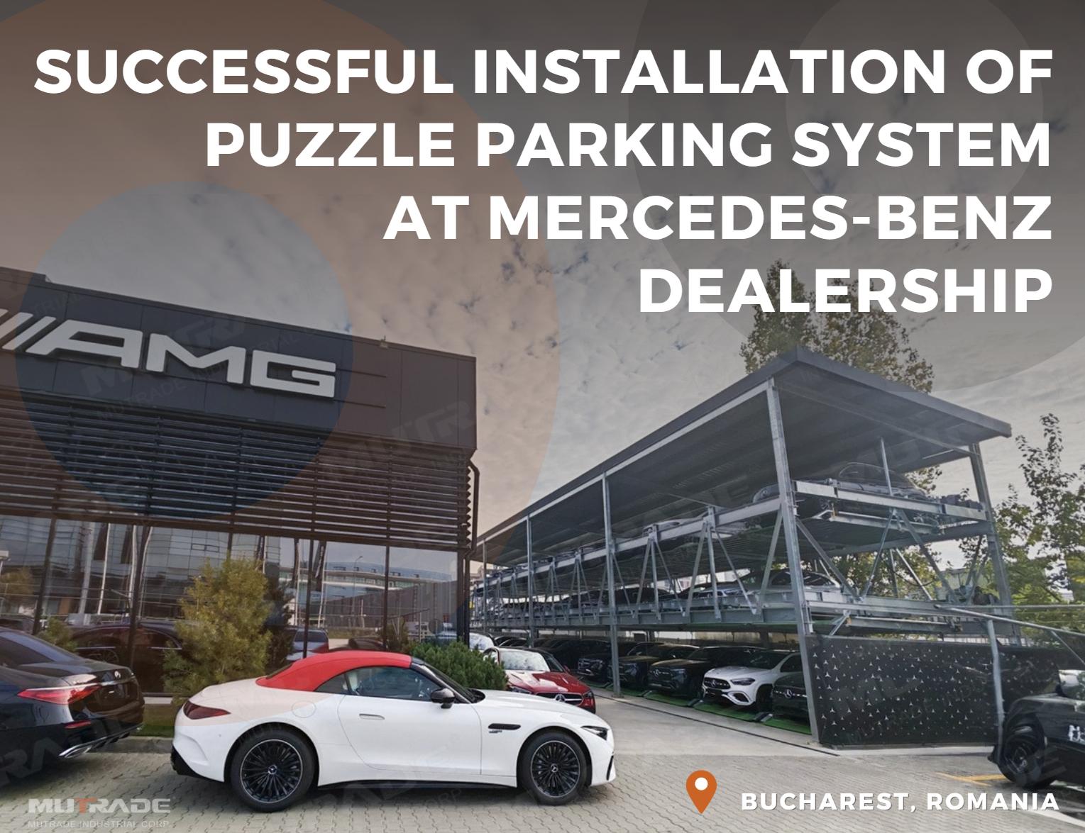 Installazione riuscita del sistema di parcheggio puzzle Mutrade BDP-3 presso Autoklass Pipera – concessionaria Mercedes-Benz a Bucarest