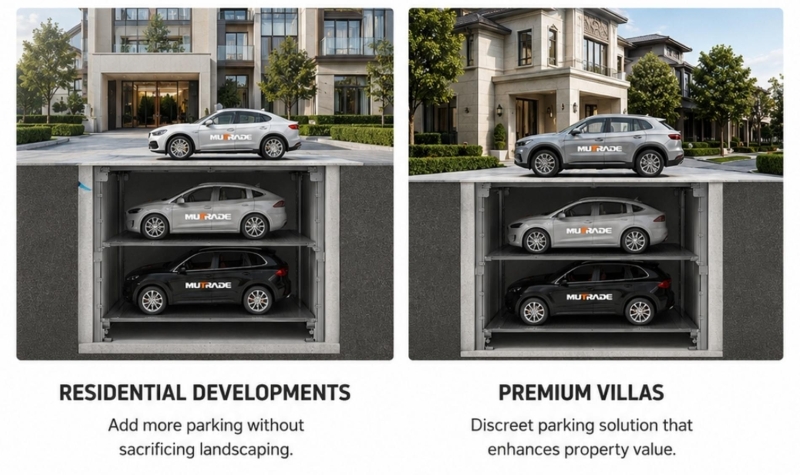 Sistema di parcheggio sotterraneo a quattro colonne PFPP Parcheggio sotterraneo nascosto per progetti Premium e con spazio limitato 3